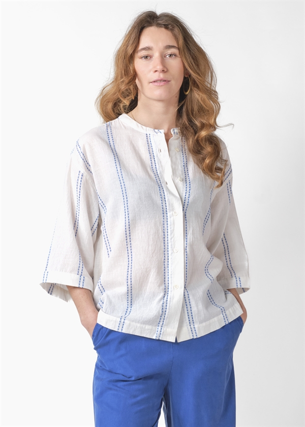 Klitmøller Collective Mary shirt - White/surf blue